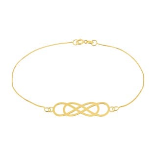 Pulseira de ouro feminina 18k duplo infinito