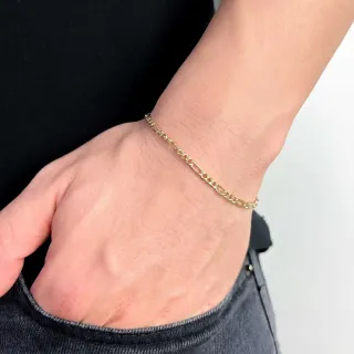 Pulseira masculina de ouro 18k 3 por 1 21cm