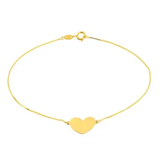 Pulseira De Ouro 18k Com Pingente De Coracao 