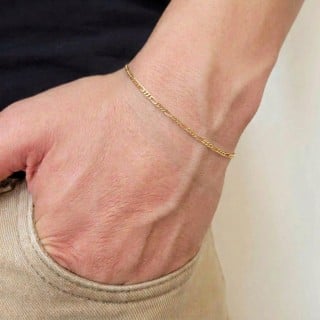 Pulseira de ouro 18k elos 3x1 masculina 15cm