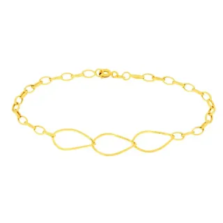 Pulseira de ouro 18k feminina aros triplos