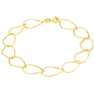 Pulseira de ouro 18k Feminina com elos de argolas amendoadas torcidas