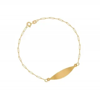 Pulseira De Ouro 18k Infantil (Bebê) Placa oval para nome