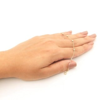Pulseira de ouro 18k infantil bolinhas / lentilhas com regulador foto frontal