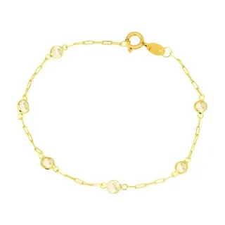 Pulseira De Ouro 18k infantil com pedras pu008b