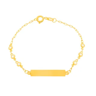 Pulseira De Ouro 18k Infantil Com placa para nome e pedras brancas