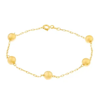 Pulseira de ouro 18k malha cartier bolas 5mm
