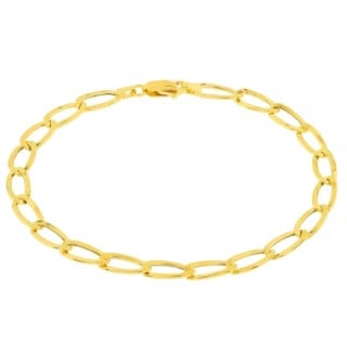 Pulseira de ouro 18k masculina / feminina elo grumet alongado