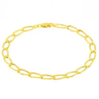 Pulseira de ouro 18k masculina / feminina elo grumet alongado