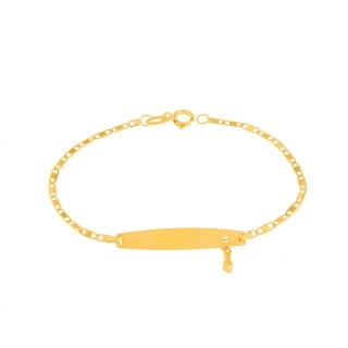 Pulseira infantil de ouro 18k placa maciça fígaro