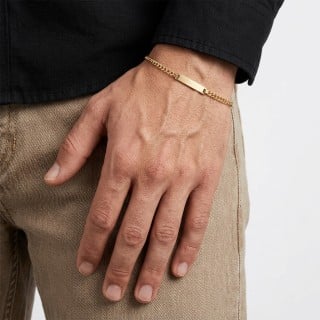 Pulseira De Ouro 18k Placa Infantil / Adulto Masculina / Feminina