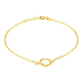 Pulseira De Ouro Feminina Com Flor Cravejada De Zircônias