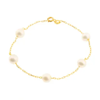 Pulseira de ouro feminina pérola natural 6mm