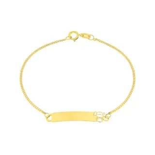 Pulseira de ouro infantil com placa filha / menina