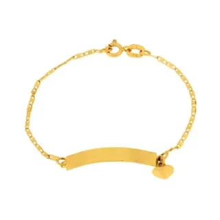Pulseira De Ouro Infantil Piastrine Com Pingente Coração
