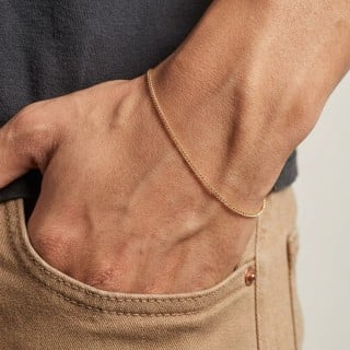 Pulseira de ouro masculina fina grumet