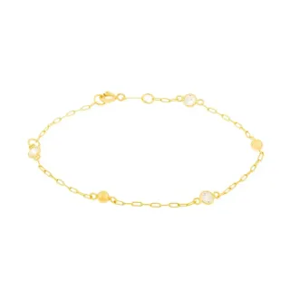 Pulseira infantil bebê de ouro 18k pedra bola