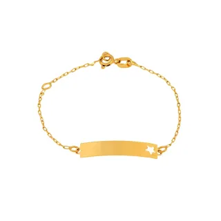 Pulseira infantil de ouro 18k chapa nome estrela