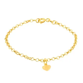 Pulseira infantil de ouro 18k com pingente coração liso