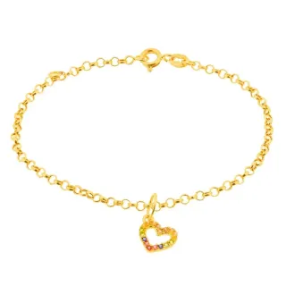 Pulseira infantil de ouro 18k com pingente coração