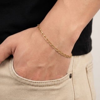 Pulseira masculina de ouro 18k maciça fígaro