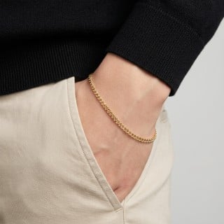 Pulseira masculina de ouro 18k grumet 21cm
