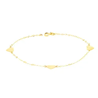 Pulseira de ouro 18k três corações