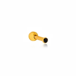  Piercing de ouro ponto de luz pedra preta
