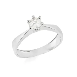 Anel solitário de ouro branco 18k classic aro liso XII 
