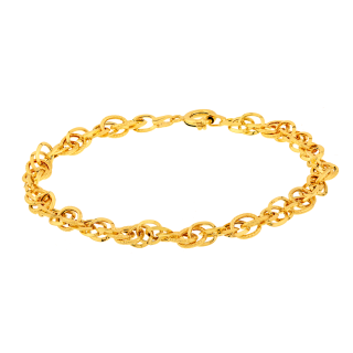 Pulseira feminina de ouro 18k elos entrelaçados