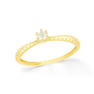 Anel de ouro 18k solitário noivado XXV aro renda