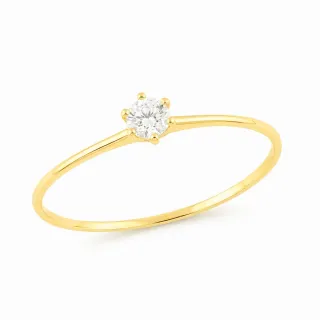 Anel solitário feminino de ouro 18k 3mm