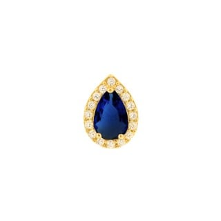 Pingente de ouro 18k gota central azul cravejada com zircônias embalagem aubra joias