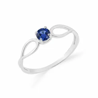Anel solitário de ouro branco 18k duo azul