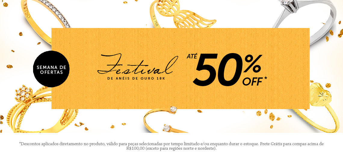 Festival de anéis de ouro 18k